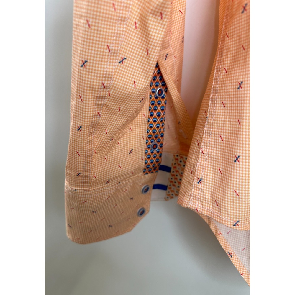 Robert Graham X Collection Orange Geometric Print Shirt XL Button LS Flip Cuff - Picture 16 of 16